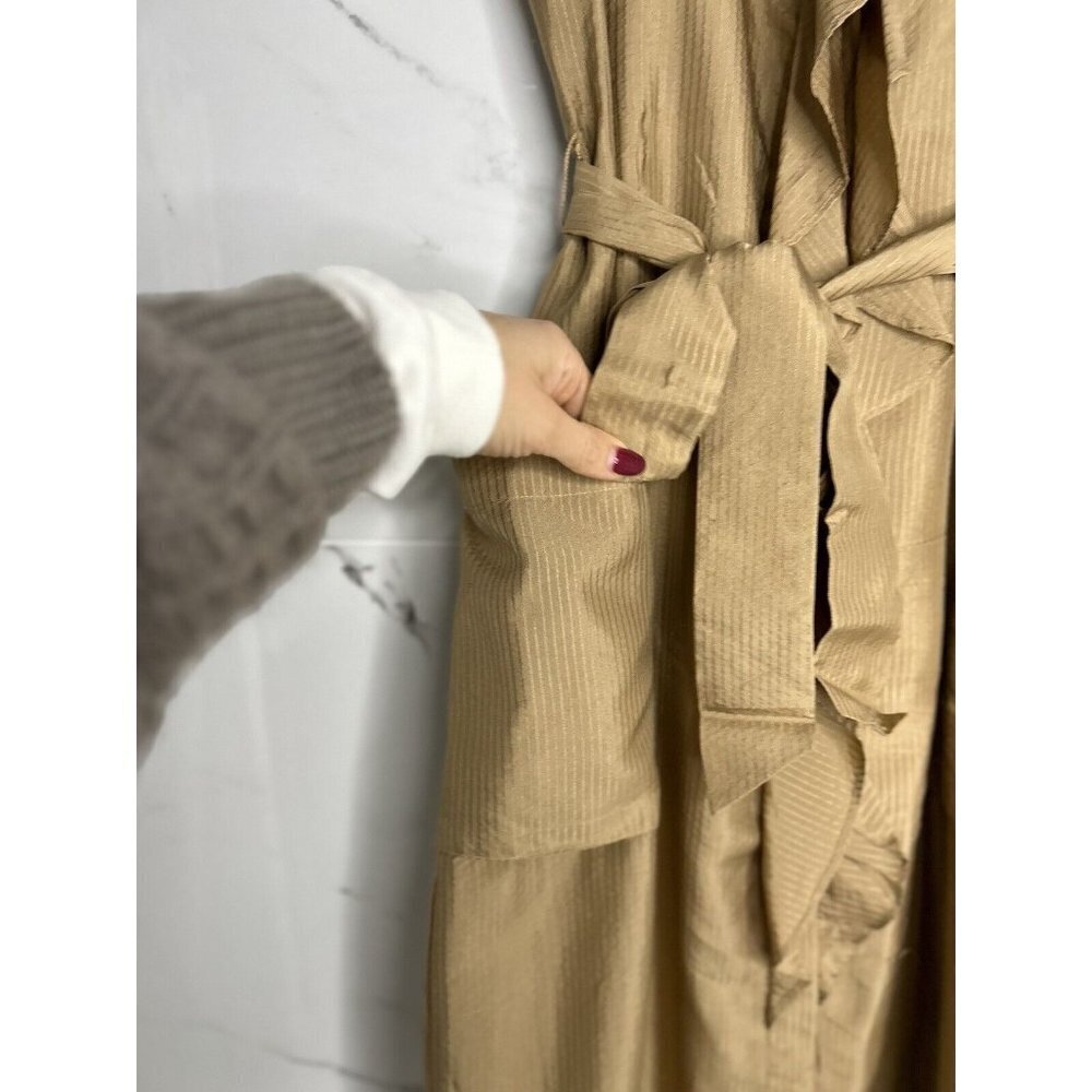 Banana Republic 100% Silk Dress Knee Length Button-Up Tan Sz 0 Neutral C… - Picture 2 of 11